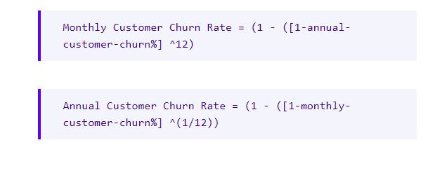 Customer churn rate formulae